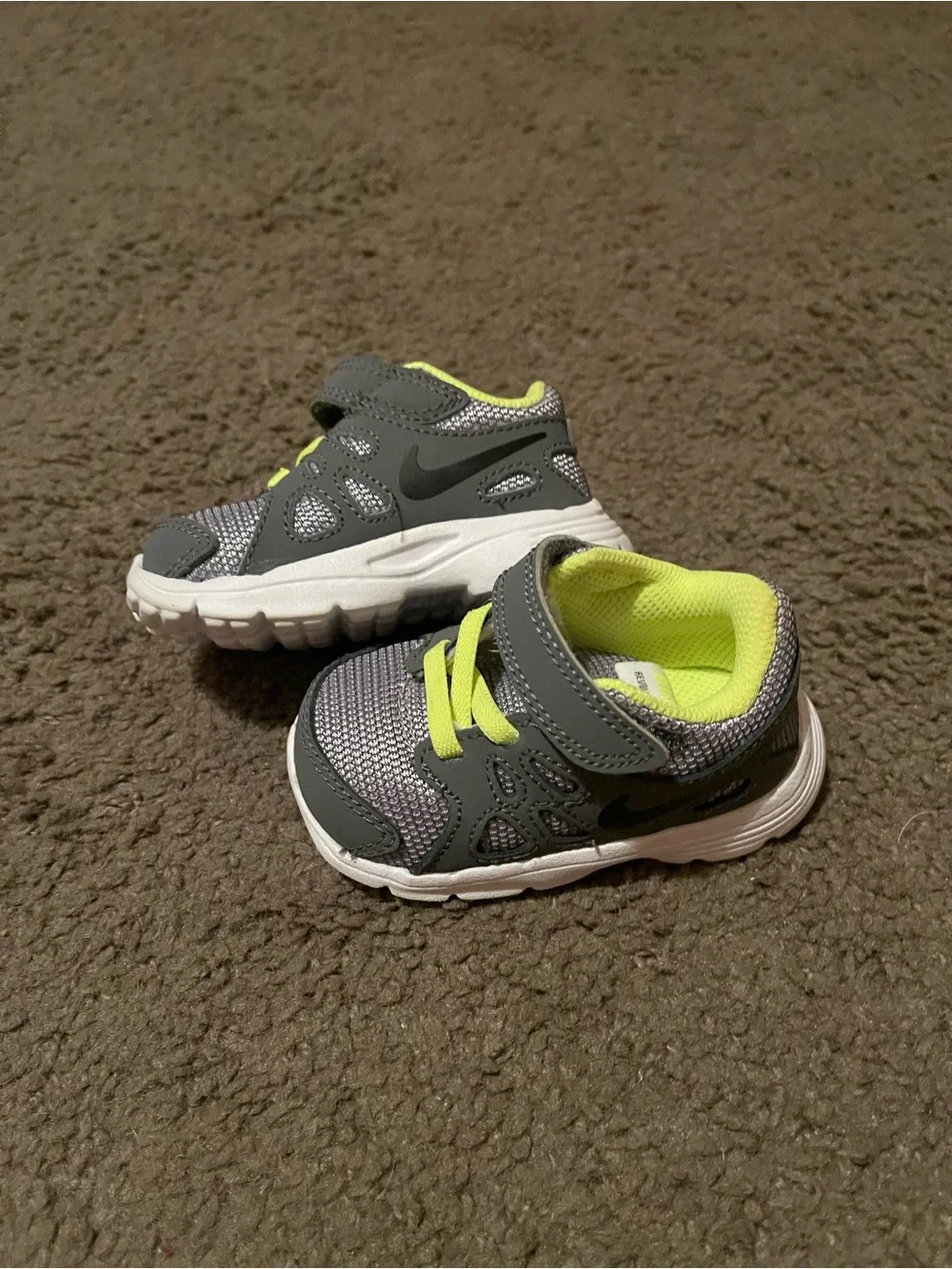 Nike Toddler Gray and Neon Yellow Athletic Sneakers